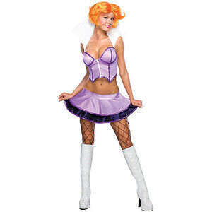 Jane Jetson XS Costume (crop top, skirt, wig) plus purple fish nets